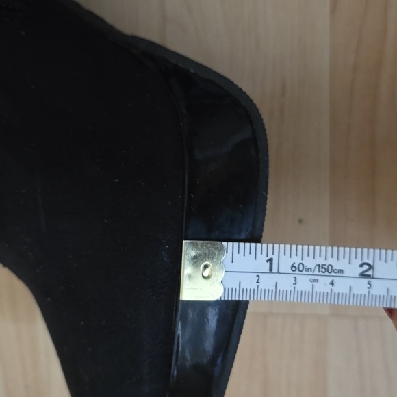 BONGO Black Suede/Gold Beaded High Heel Platform Booties Back Zipper Size 9 - Picture 6 of 11